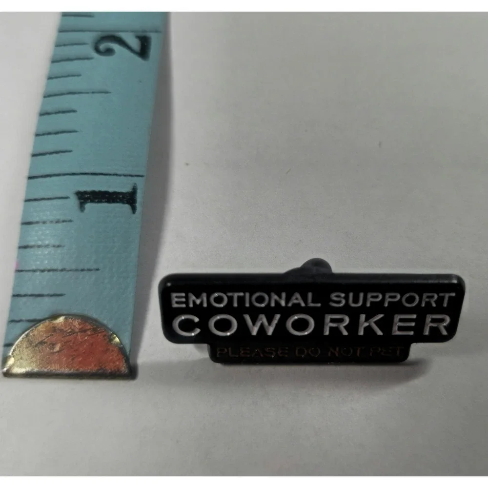 Emotional Support Coworker Enamel Pin Funny Office Humor Lapel Pin Black Red